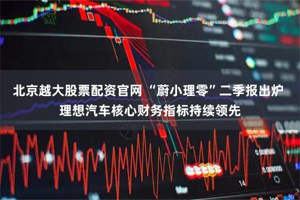 北京越大股票配资官网 “蔚小理零”二季报出炉 理想汽车核心财务指标持续领先